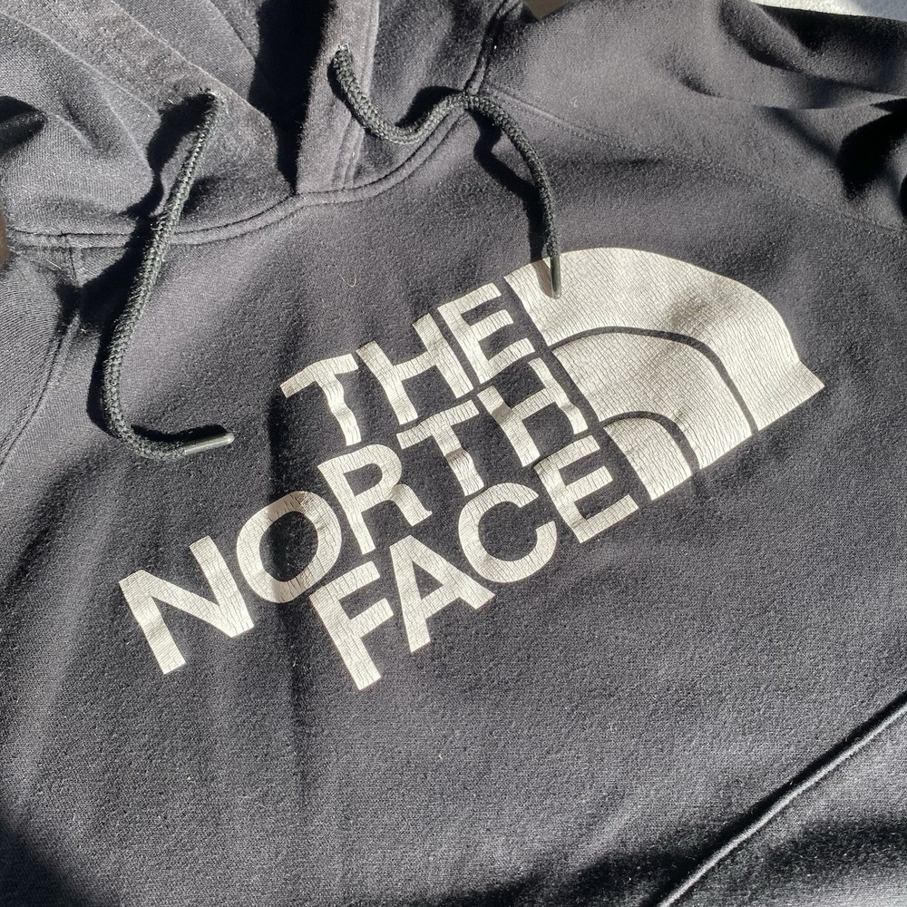 The North Face Women's Black Logo Pullover Hoodie Fleece Drawstring Size S
